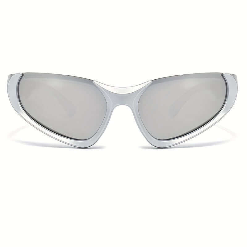 RaveFather Cyber Reflector Shield Sunglasses with sleek wrap-around frame and mirrored lenses for bold, futuristic style