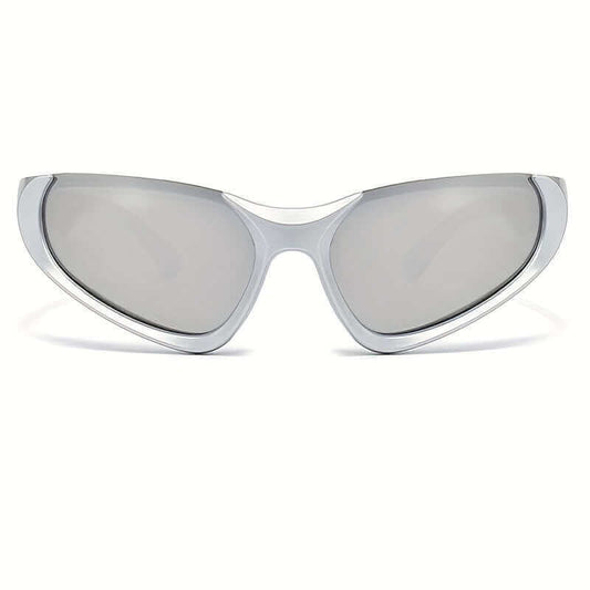 RaveFather Cyber Reflector Shield Sunglasses with sleek wrap-around frame and mirrored lenses for bold, futuristic style