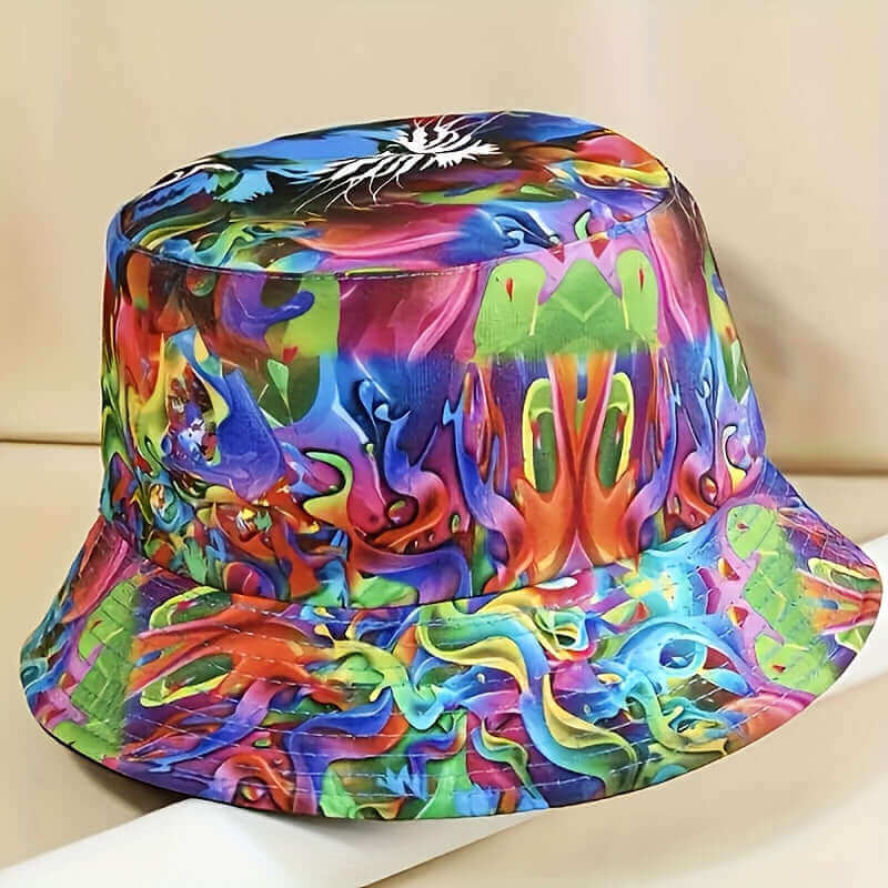 RaveFather Reversible Tie-Dye Bucket Hat – Vibrant and Bold Festival Streetwear Accessory