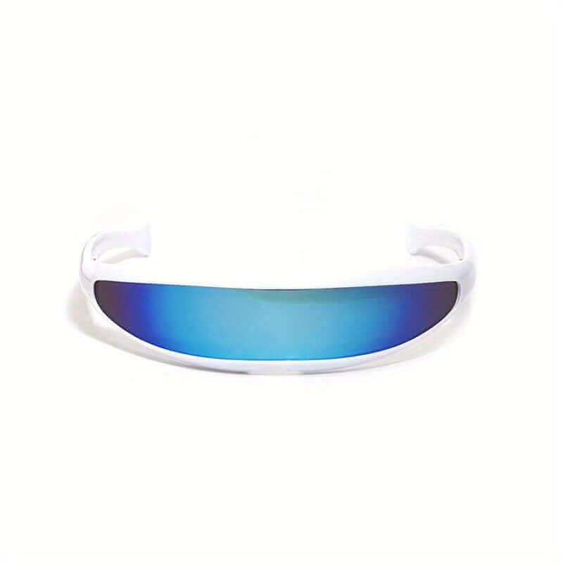 Futuristic RaveFather Cyber Matrix Cyclops Sunglasses with blue-tinted lens, perfect for festivals and nightlife.