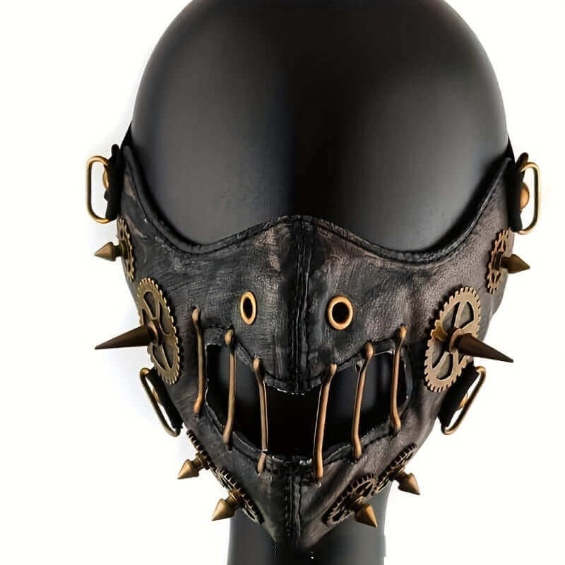 Side view of RaveFather Cyberpunk Steampunk Motorcycle Mask highlighting the futuristic design