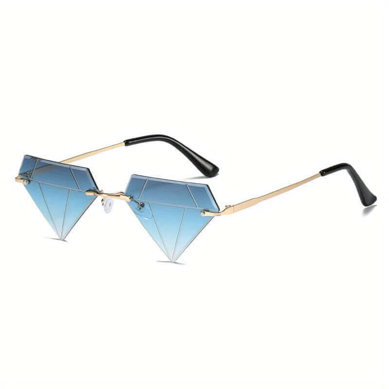 RaveFather Diamond Cut Festival Sunglasses with blue geometric lenses for raves and festivals