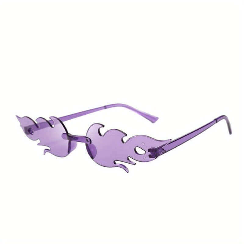 Purple flame-inspired RaveFather BlazeGaze glasses, bold design for fiery style.