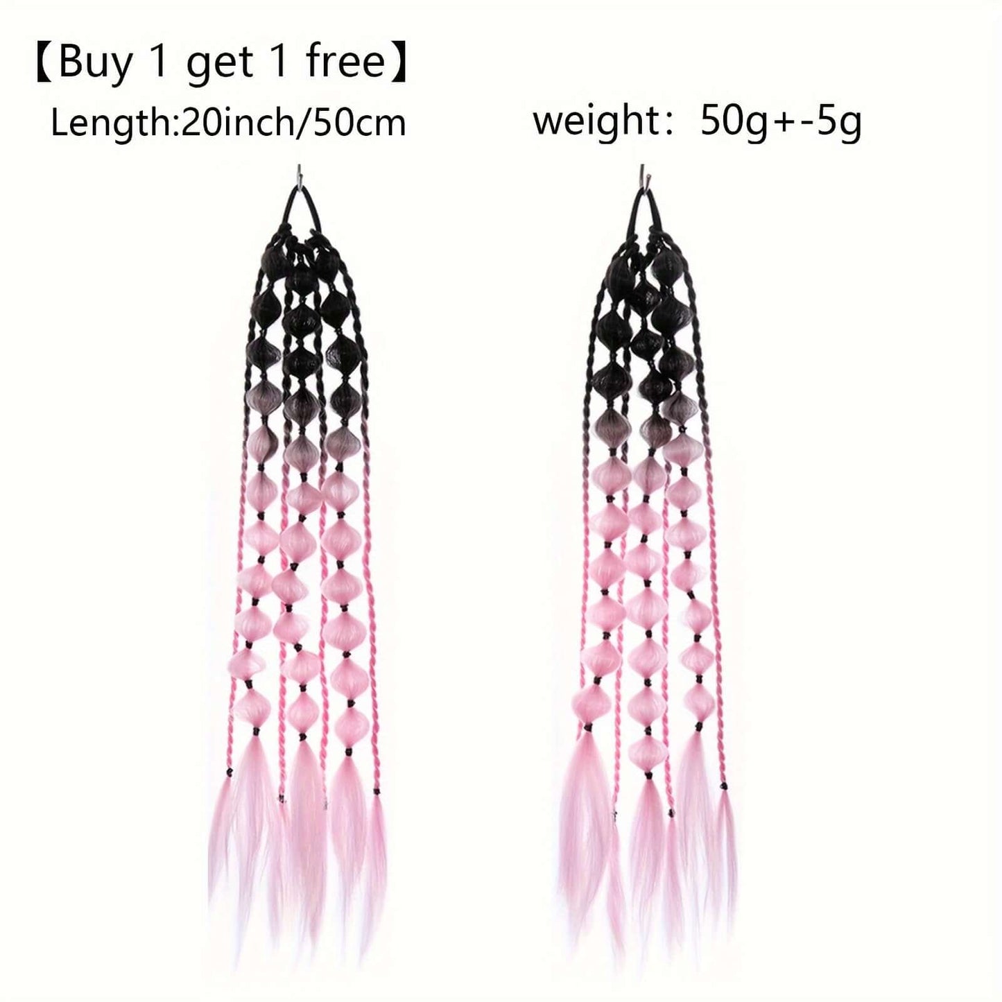 RaveFather Electric Glow Braided Hair Extensions in neon ombre colors, Buy 1 Get 1 Free, 20-inch length, for festivals and raves.