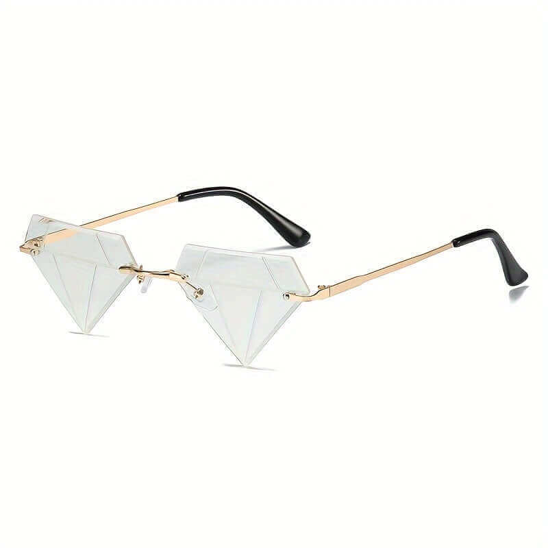 RaveFather Diamond Cut Festival Sunglasses with geometric lenses and gold frames for raves and festivals