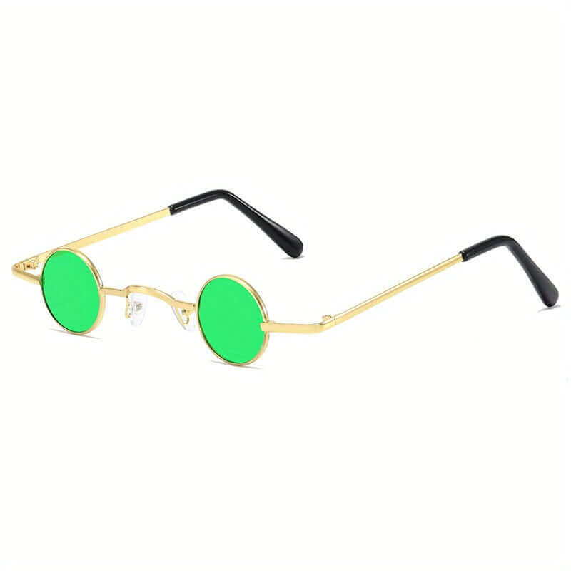 RaveFather Gear Up for the Beat Glasses with vibrant green lenses and stylish gold frame. Perfect festival sunglasses for music lovers.