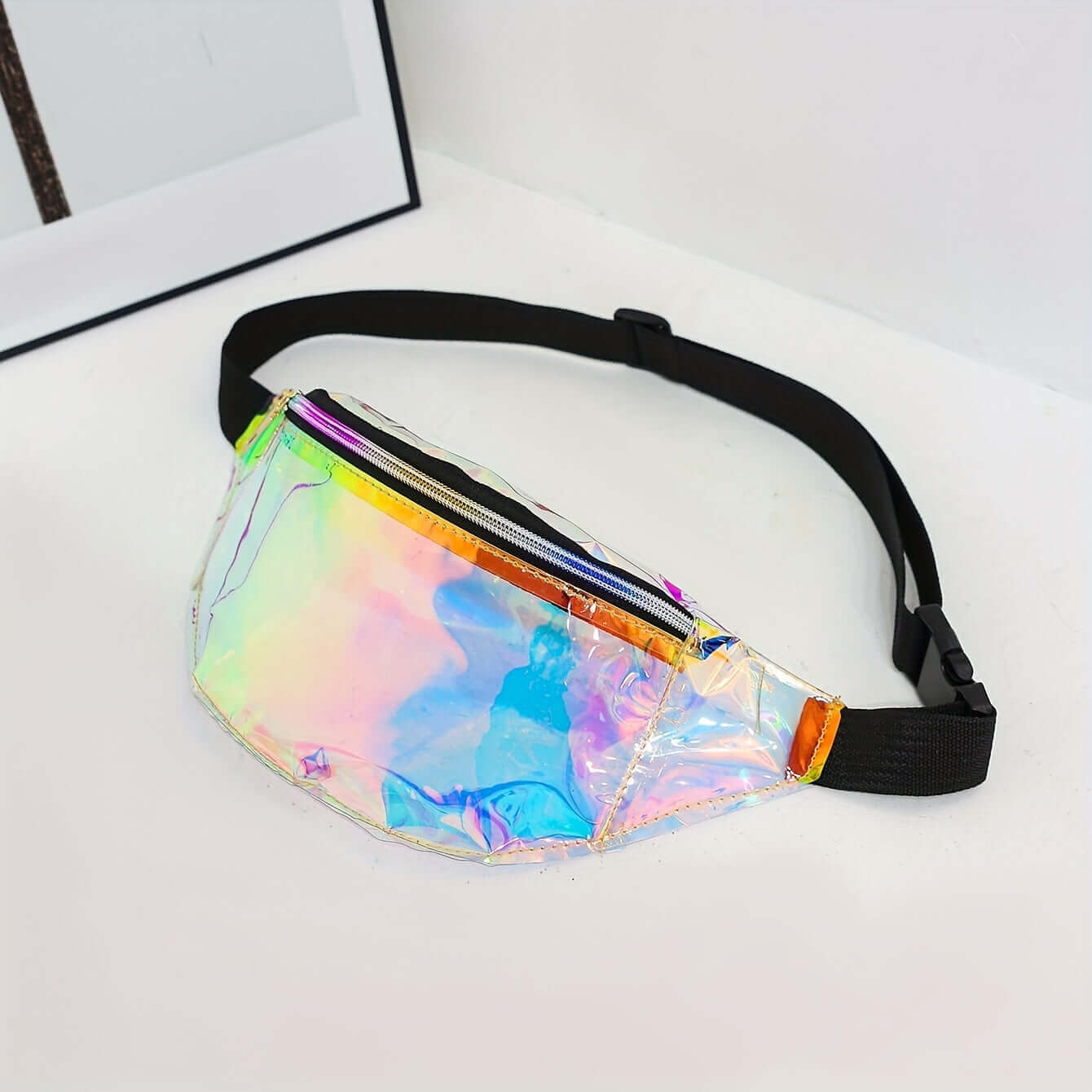 RaveFather Holographic Festival Fanny Pack - Color-Changing Accessory for Festival-Goers, Reflecting Light and Vibes