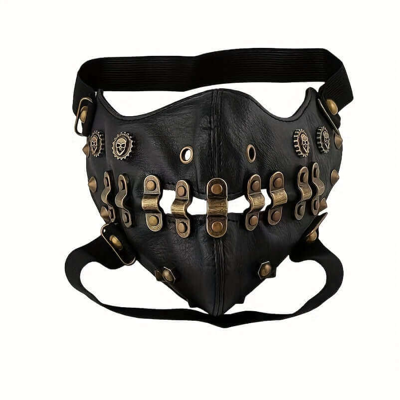 RaveFather Leather Steampunk Mask with metallic accents