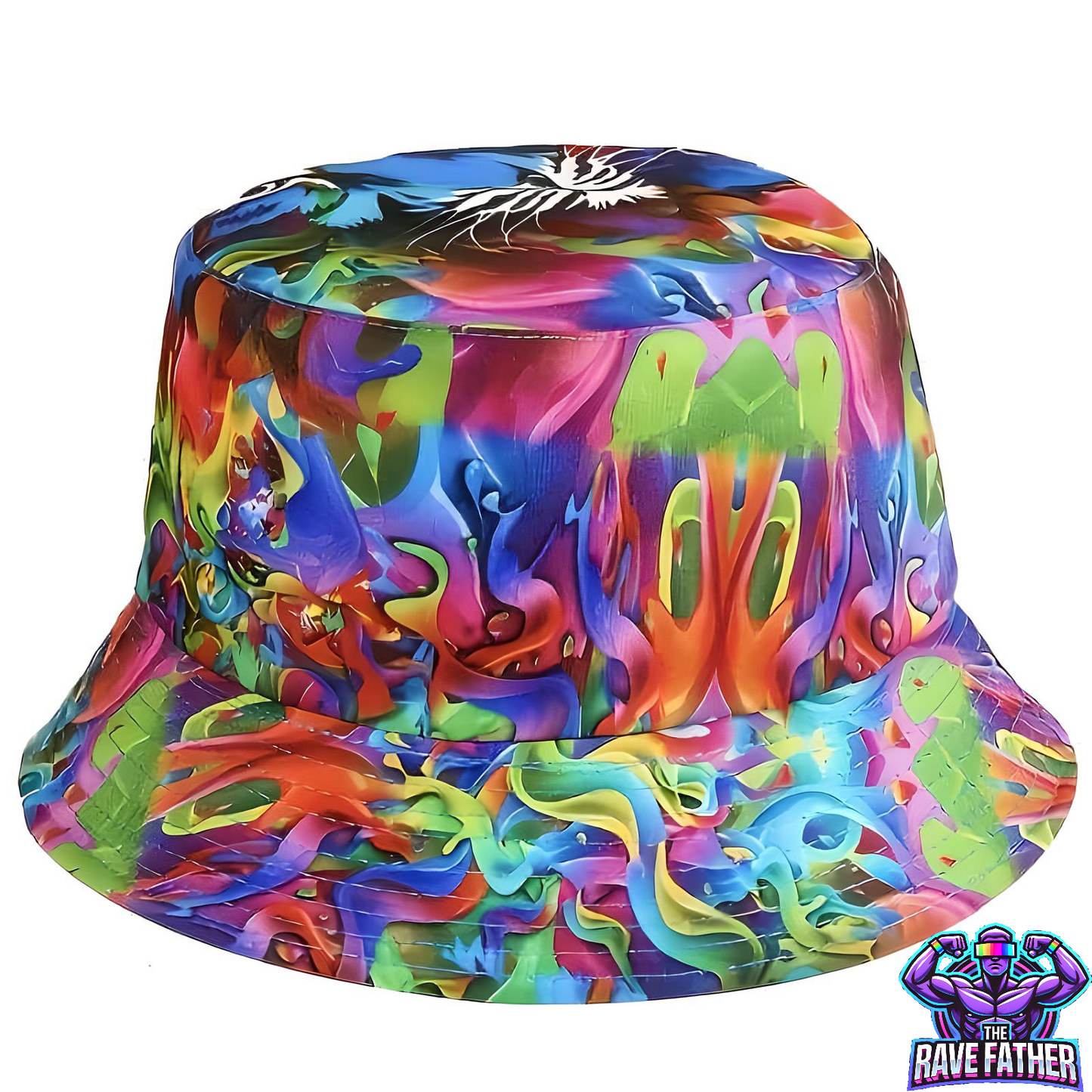 RaveFather Reversible Tie-Dye Bucket Hat - Vibrant Festival and Streetwear Essential with Bold and Colorful Design