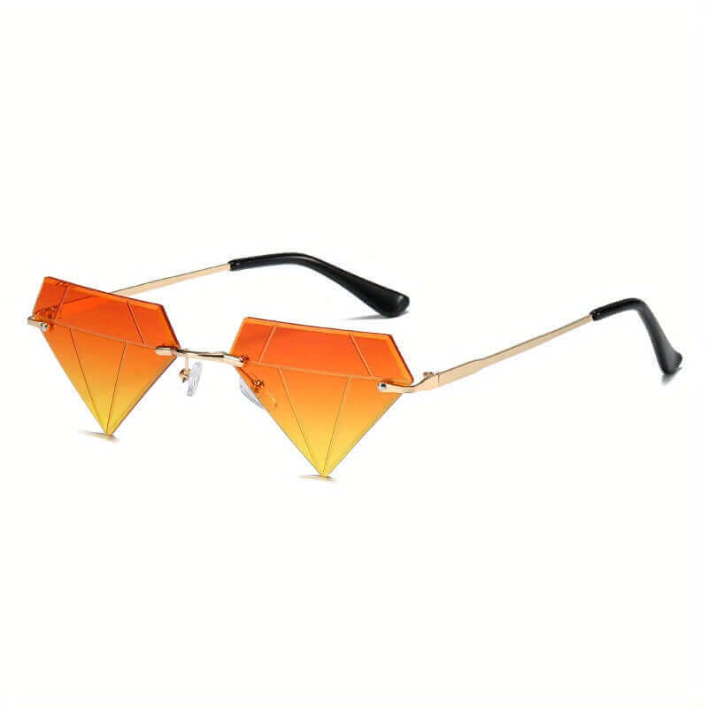 RaveFather Diamond Cut Festival Sunglasses with geometric orange lenses on white background