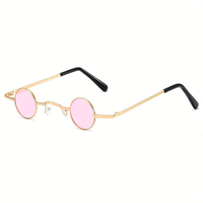 RaveFather Gear Up for the Beat Glasses with pink lenses and gold frame, perfect for festival protection and stylish music expression.