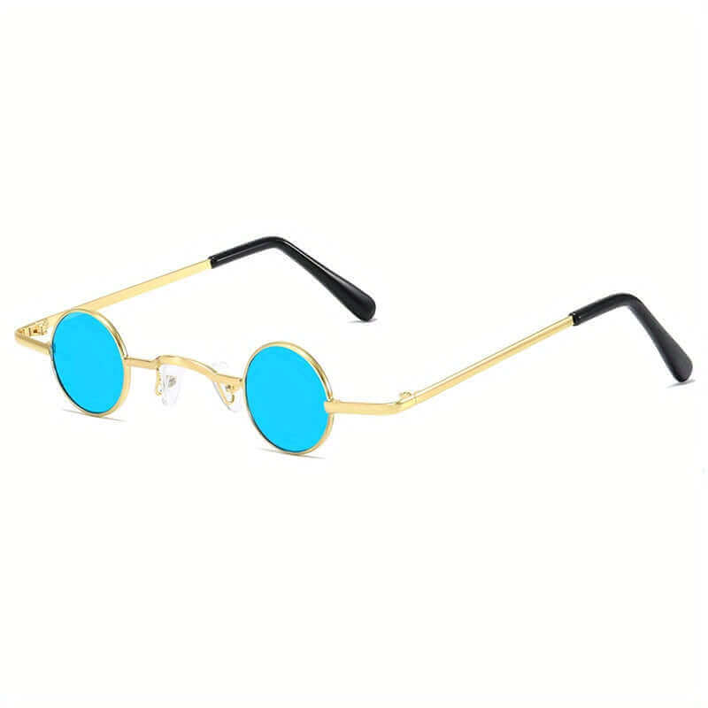 RaveFather Gear Up for the Beat Glasses with blue round lenses and gold frames