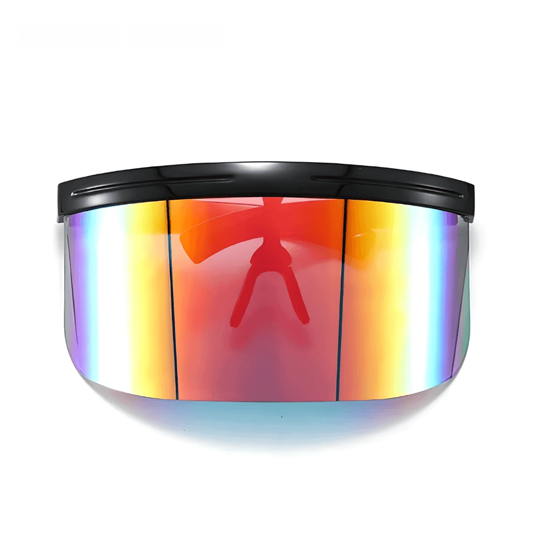 RaveFather Oversized Rave Visor with reflective rainbow lenses for standout festival style and sun protection.