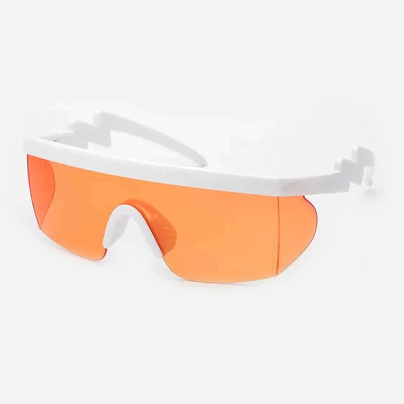 RaveFather Vintage Sunglasses with orange lenses and white frame for stylish festival look providing essential UV protection