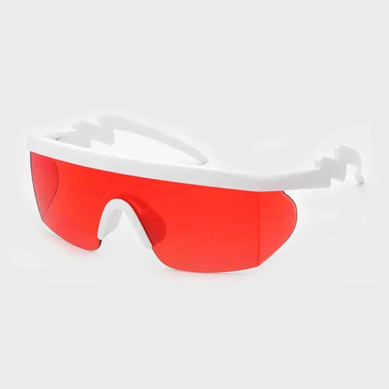 RaveFather Vintage Sunglasses with Red Lenses – Stylish festival eyewear blending classic design and modern flair, providing essential UV protection