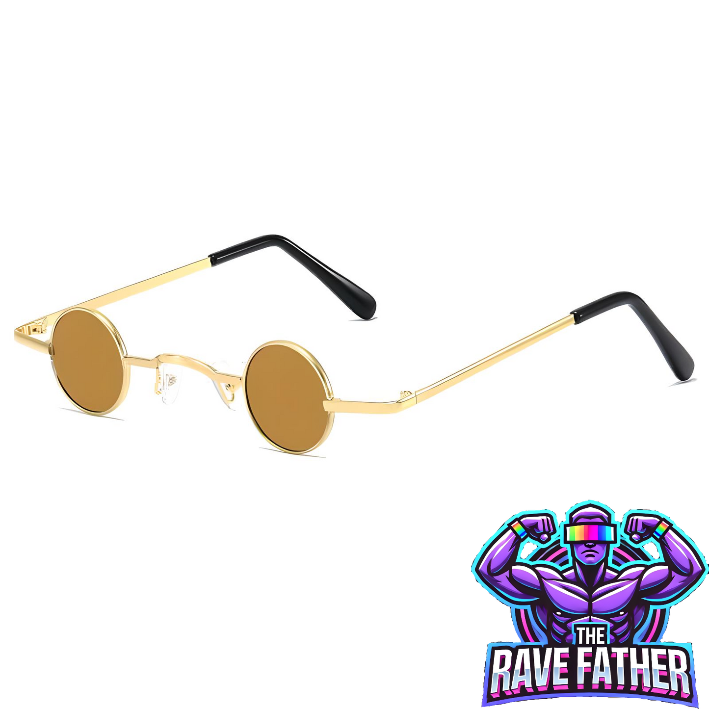 RaveFather Gear Up for the Beat Glasses with stylish round frames and brown lenses, perfect for music festivals.