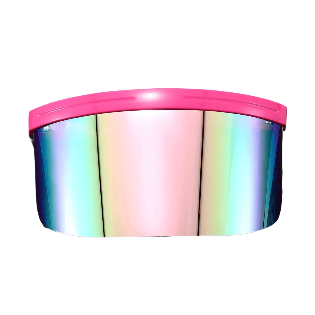 RaveFather Oversized Rave Visor with Pink Frame and Reflective Lens – Standout Festival Style Accessory