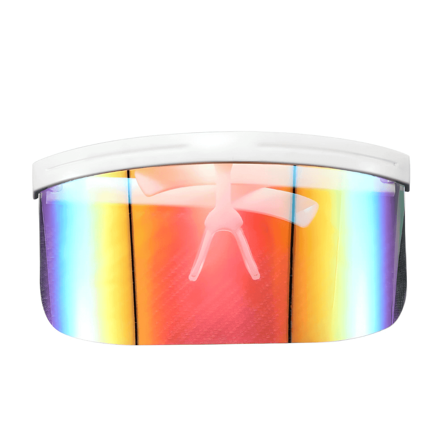 RaveFather Oversized Rave Visor with colorful reflective visor and white frame