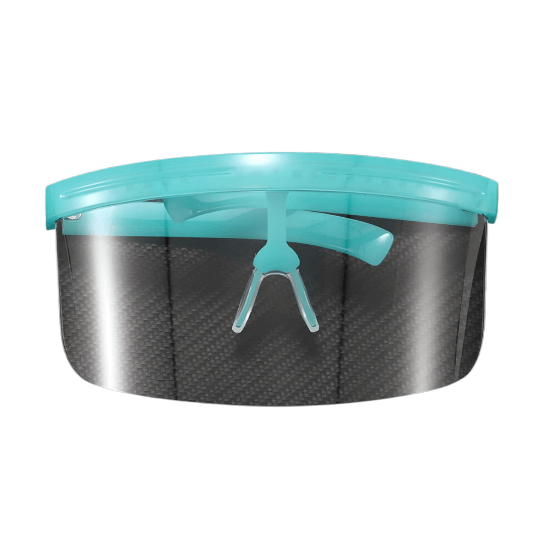 RaveFather Oversized Rave Visor in teal with large transparent shield for standout festival style and sun protection.