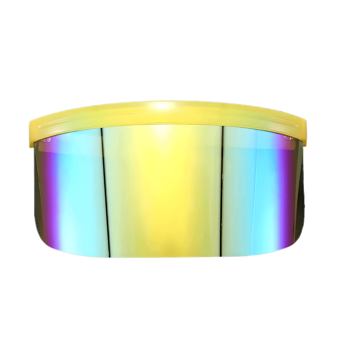 RaveFather Oversized Rave Visor with Bold Multicolor Shield and Yellow Frame for Standout Festival Style