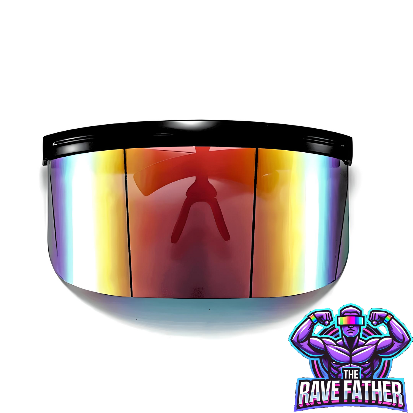 RaveFather Oversized Rave Visor with reflective rainbow lenses for standout festival style and sun protection.