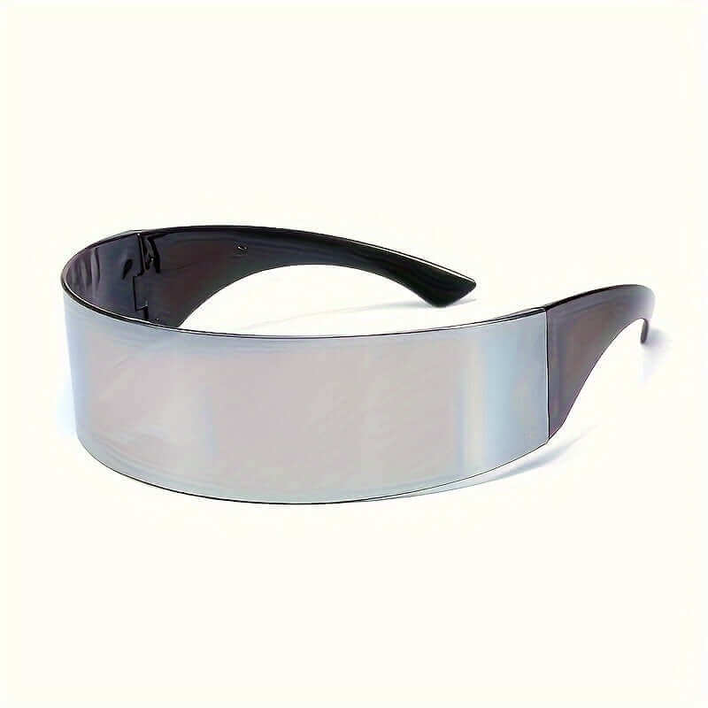 RaveFather Shade Your Face From Out Of Space sunglasses with futuristic silver design for special occasions and festivals.