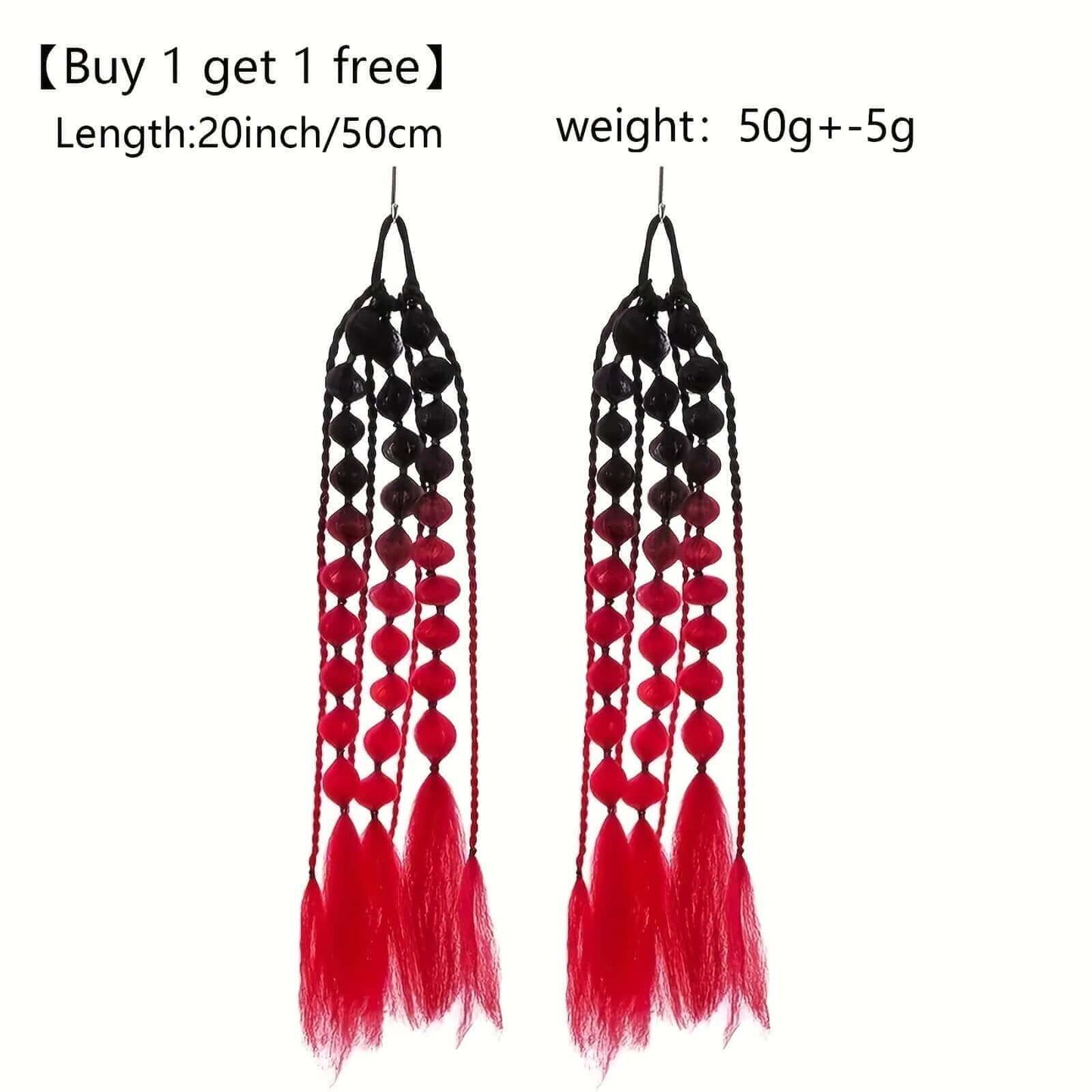 RaveFather Electric Glow Braided Hair Extensions in neon ombre colors, Buy 1 Get 1 Free, for festivals and raves, 20 inches long, 50g weight