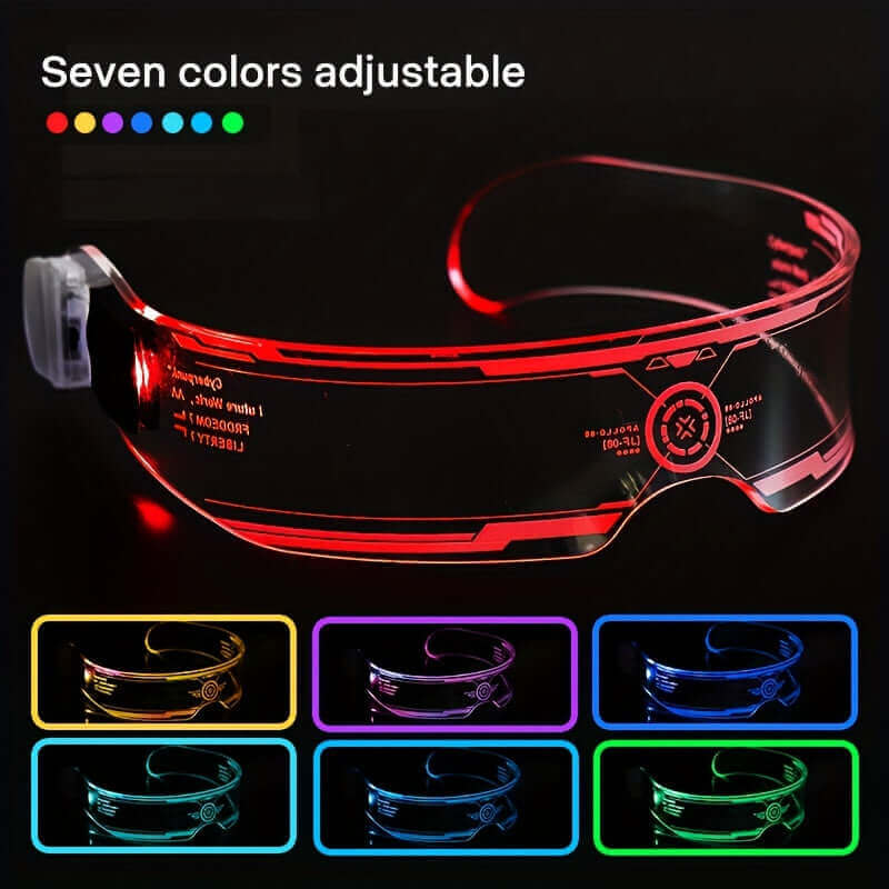 RaveFather SpectrumShift LED Rave Vision Glasses with customizable seven color adjustable light patterns