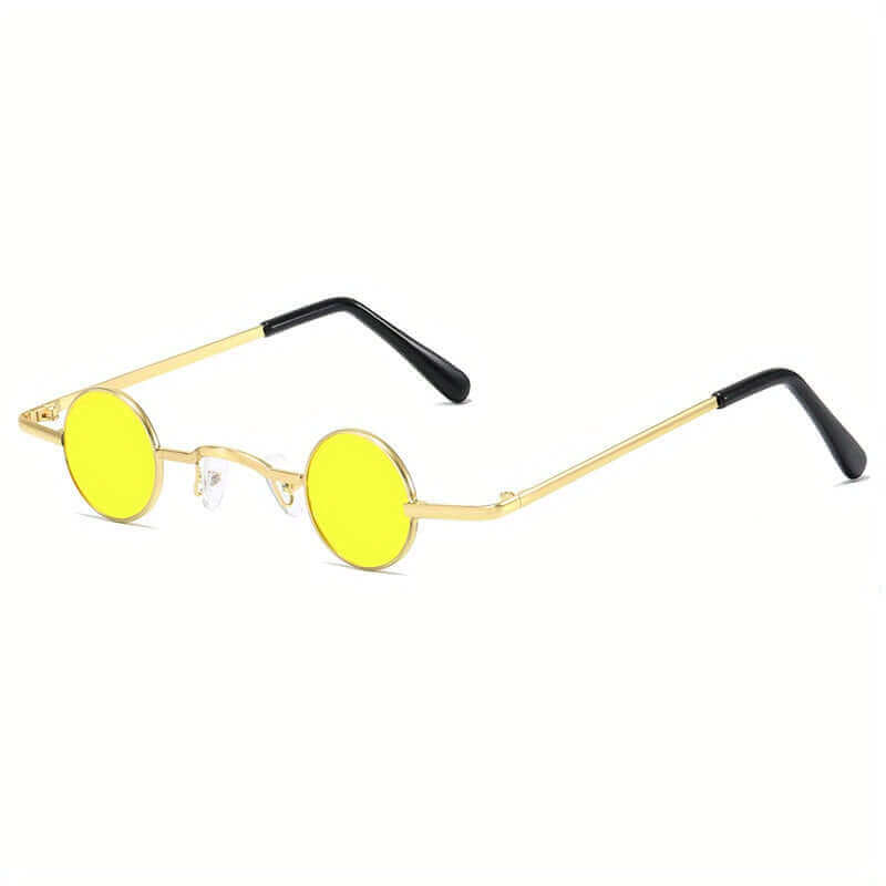 RaveFather Gear Up for the Beat Glasses - Yellow Round Sunglasses with Gold Frame for Festivals and Music Lovers