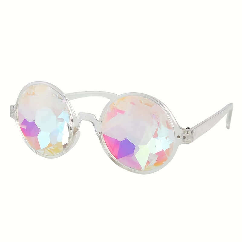 RaveFather Mind-Bending Visuals Glasses with kaleidoscopic lenses in vivid colors for a psychedelic light and music experience.