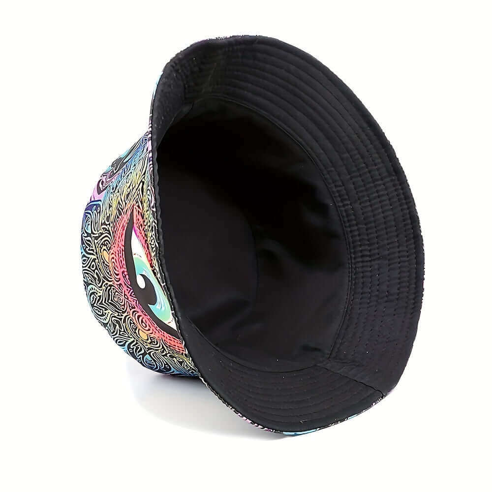 RaveFather Peace and Love Bucket Hat - Front view displaying the vibrant peace and love graphic.