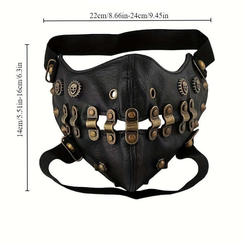 Side view of RaveFather Leather Steampunk Mask highlighting the sturdy construction