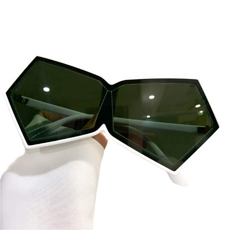 RaveFather CyberChic Geometric Sunglasses with angular frames and dark lenses for a futuristic festival fashion statement