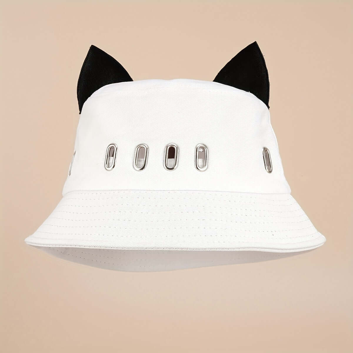 RaveFather Cat Ears Hollow Bucket Hat - Side angle showing the playful hollow cutout detail.