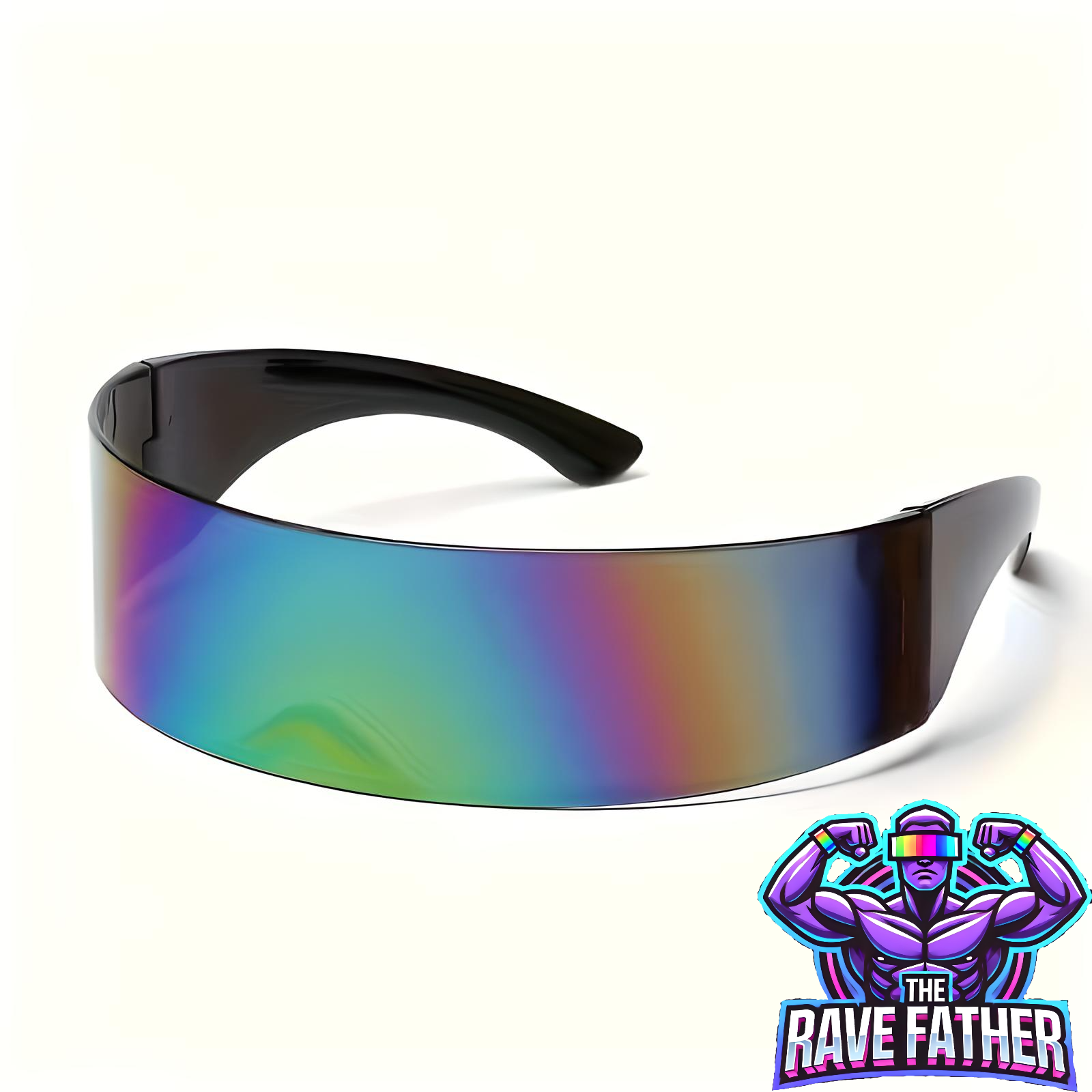 RaveFather Shade Your Face From Out Of Space sunglasses with a sleek, colorful lens designed for special occasions and festivals.