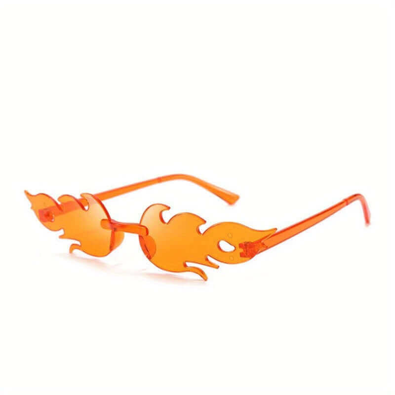 RaveFather BlazeGaze Glasses with fiery flame-inspired design in bold orange.