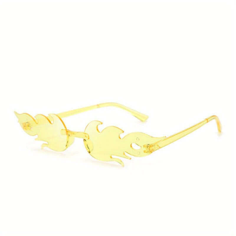 Yellow flame-shaped RaveFather BlazeGaze glasses with bold design and fiery flair