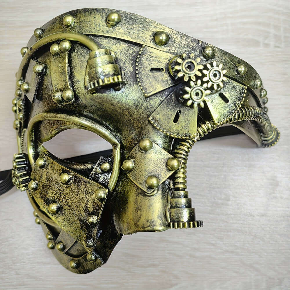 Army Green Steampunk Mask with Gears