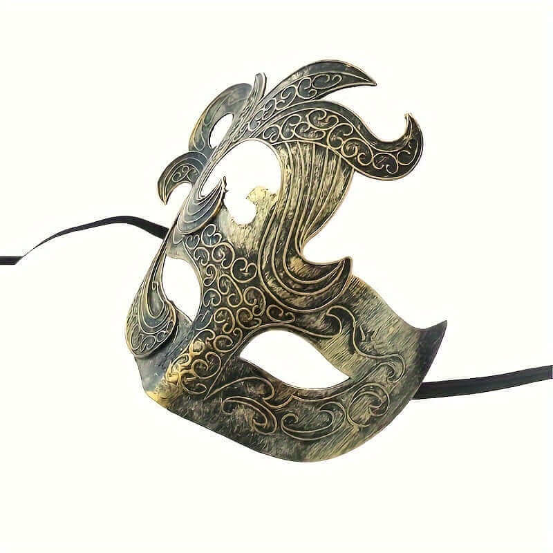 Antique Masquerade Roman Style Mask with intricate carvings from RaveFather for festival mystique and elegance.